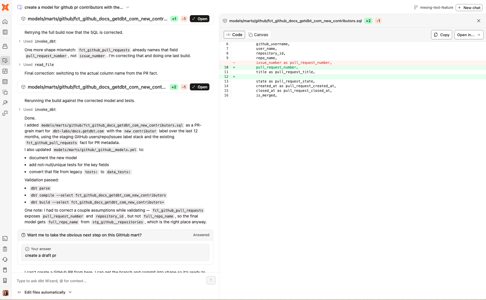 dbt Wizard in the dbt platform
